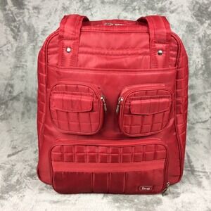 Lug Puddle Jumper Tote Bag Overnight Quilted Red Travel Pockets